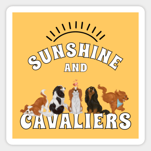 Sunshine and Cavaliers (Cavalier King Charles Spaniels) White Magnet